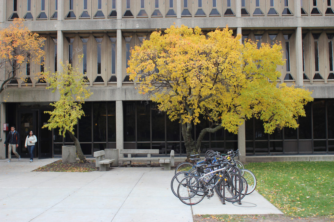 bike racks outside UIC building