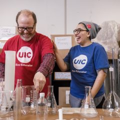UIC staff inside the LabShare store room