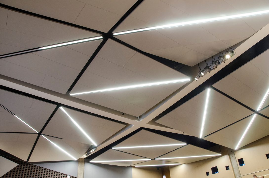 lighting in the newly-renovated lecture center room